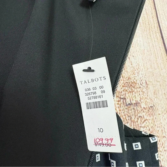 Talbots Womens Geo Print Fit & Flare Sleeveless Dress size 10 - Picture 8 of 14